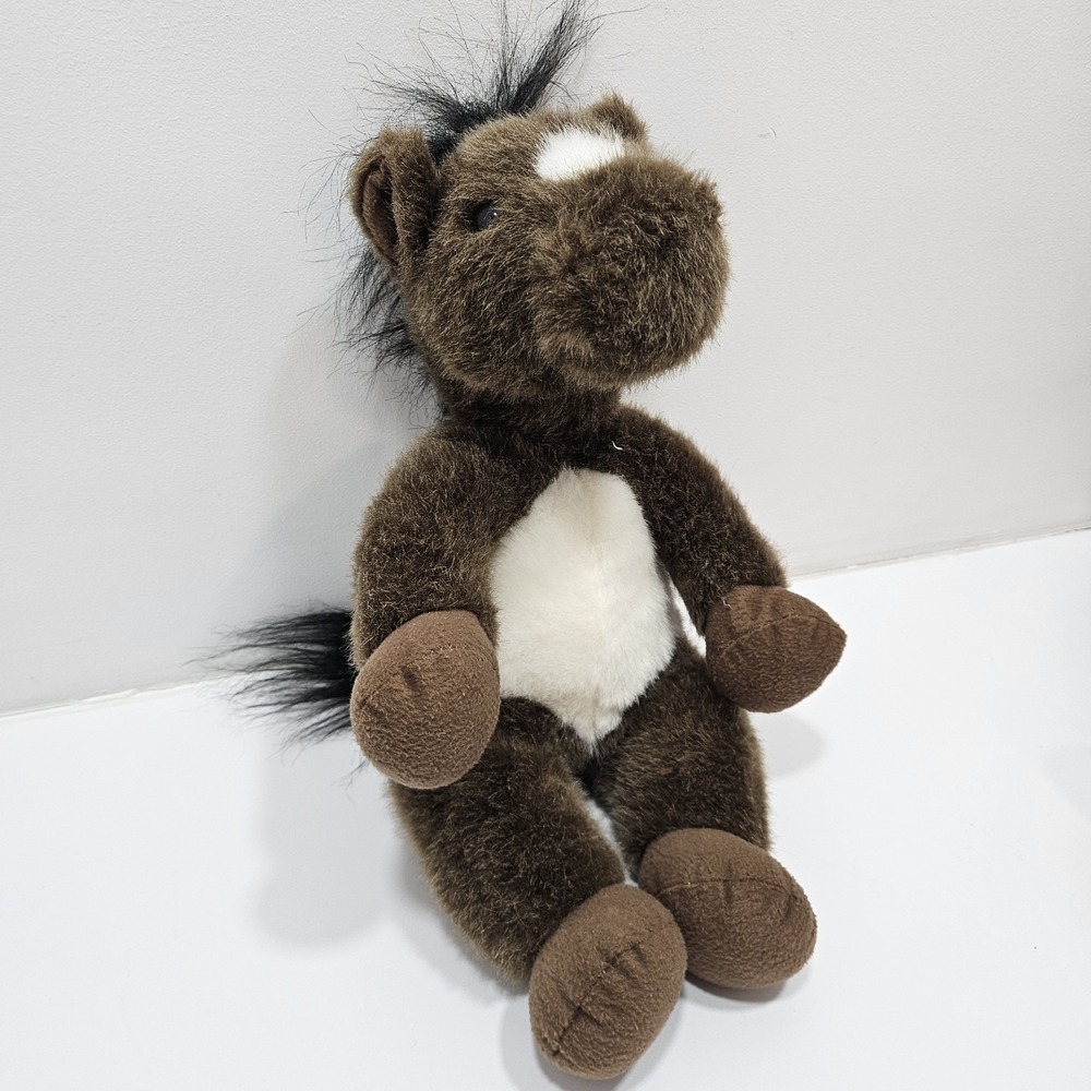 Animaland Plush Brown Horse 16" Stuffed Soft Toy 2005 Animal Black Mane